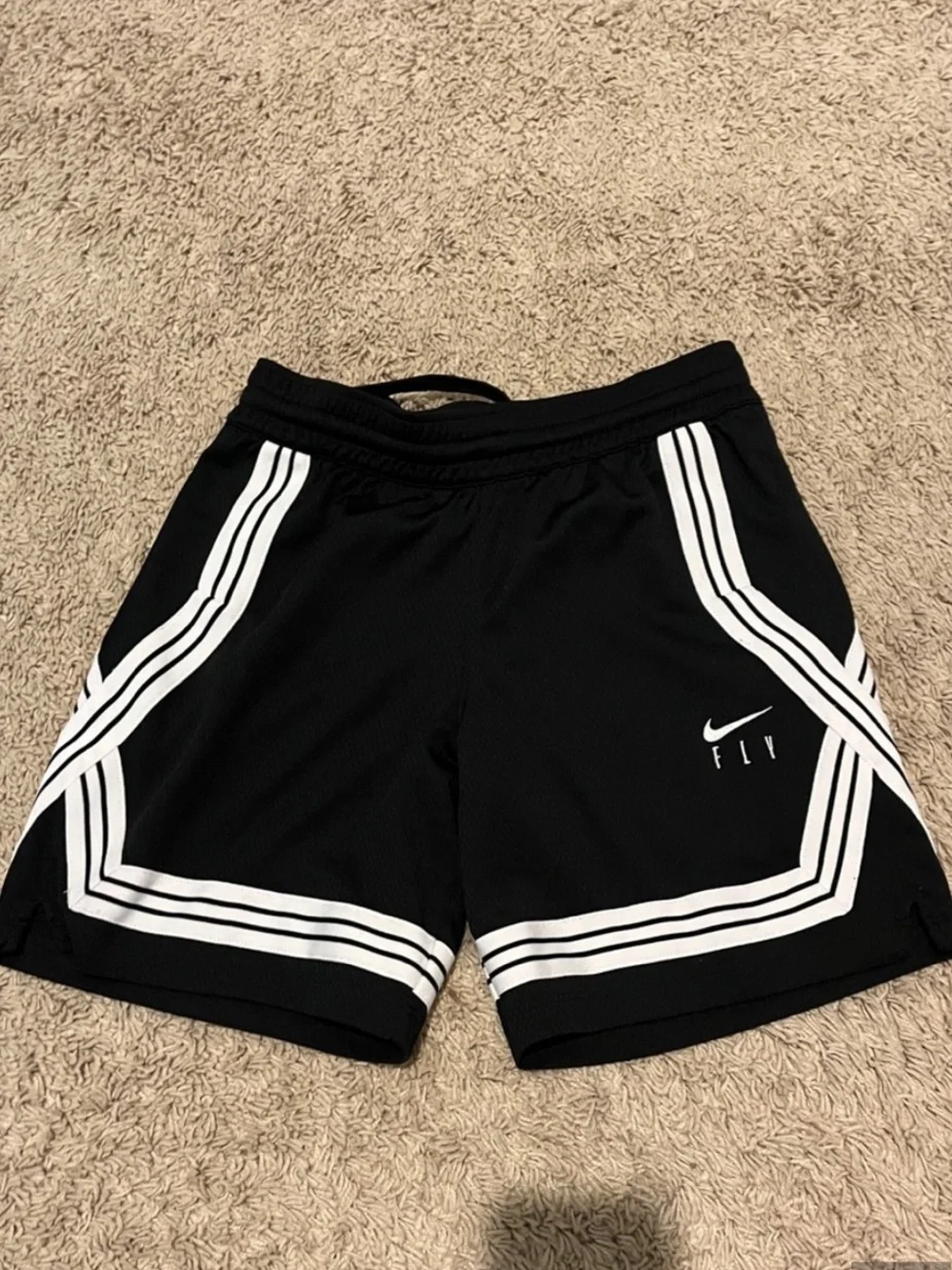 Nike Fly Black Shorts with White Stripe Accents